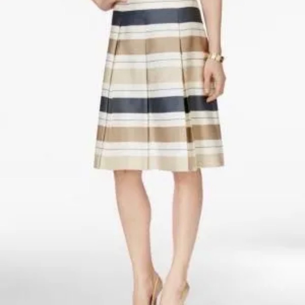Charter Club Striped Pleated a-line Skirt